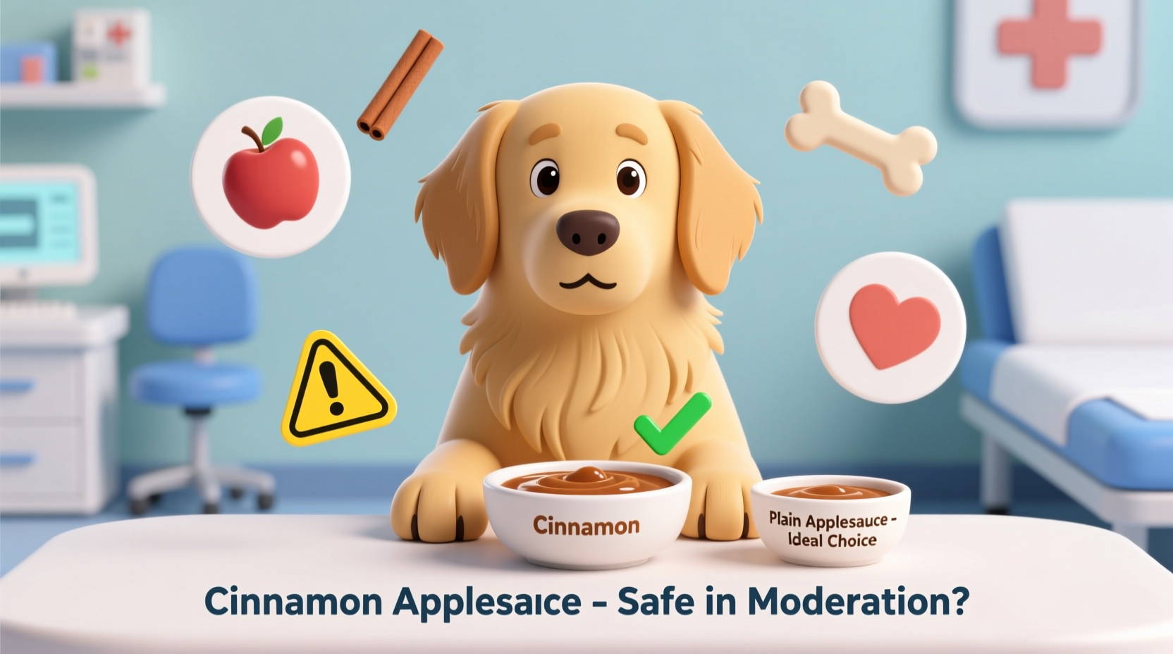 Hund bei der Fütterung von Apfelmus