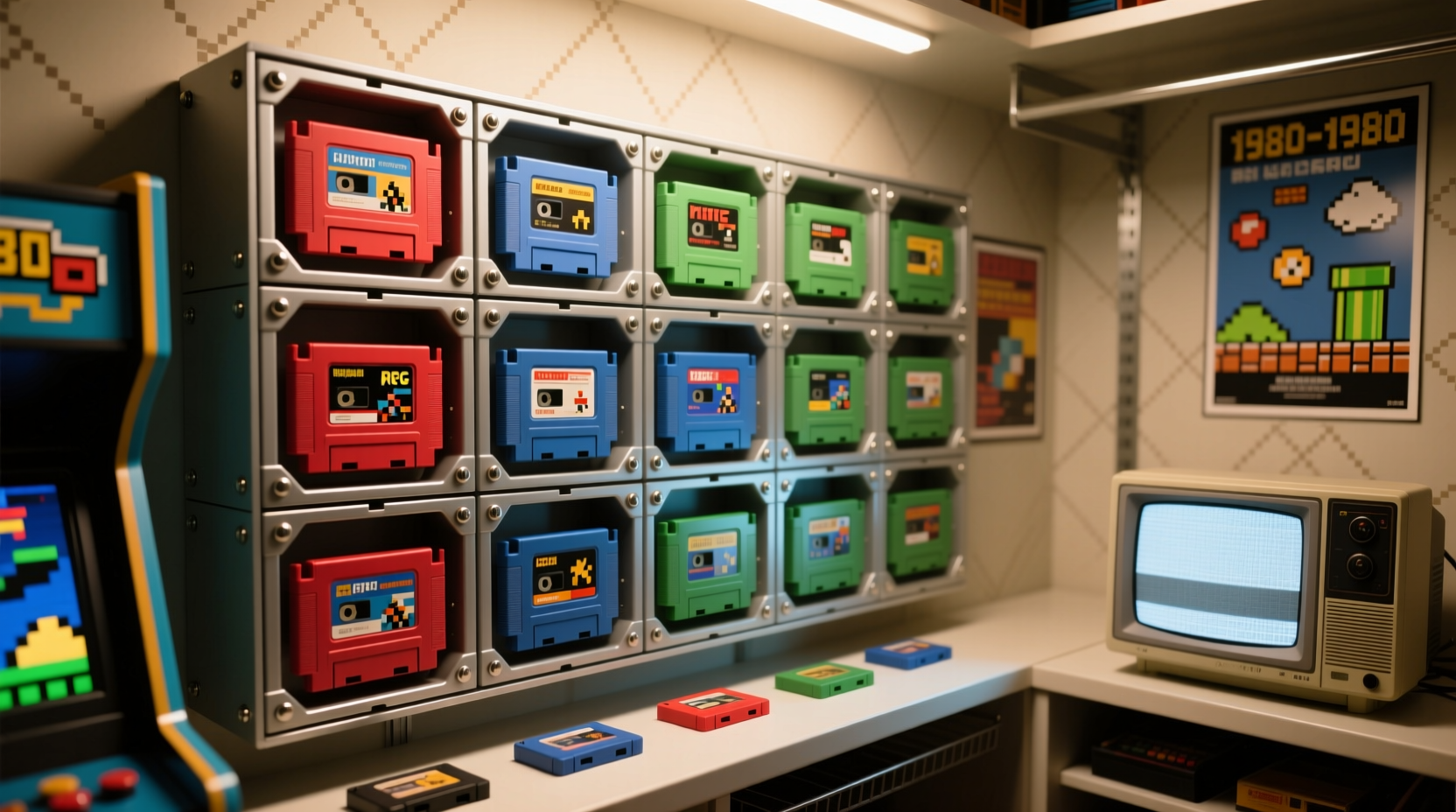 closet organization tips using vintage game cases