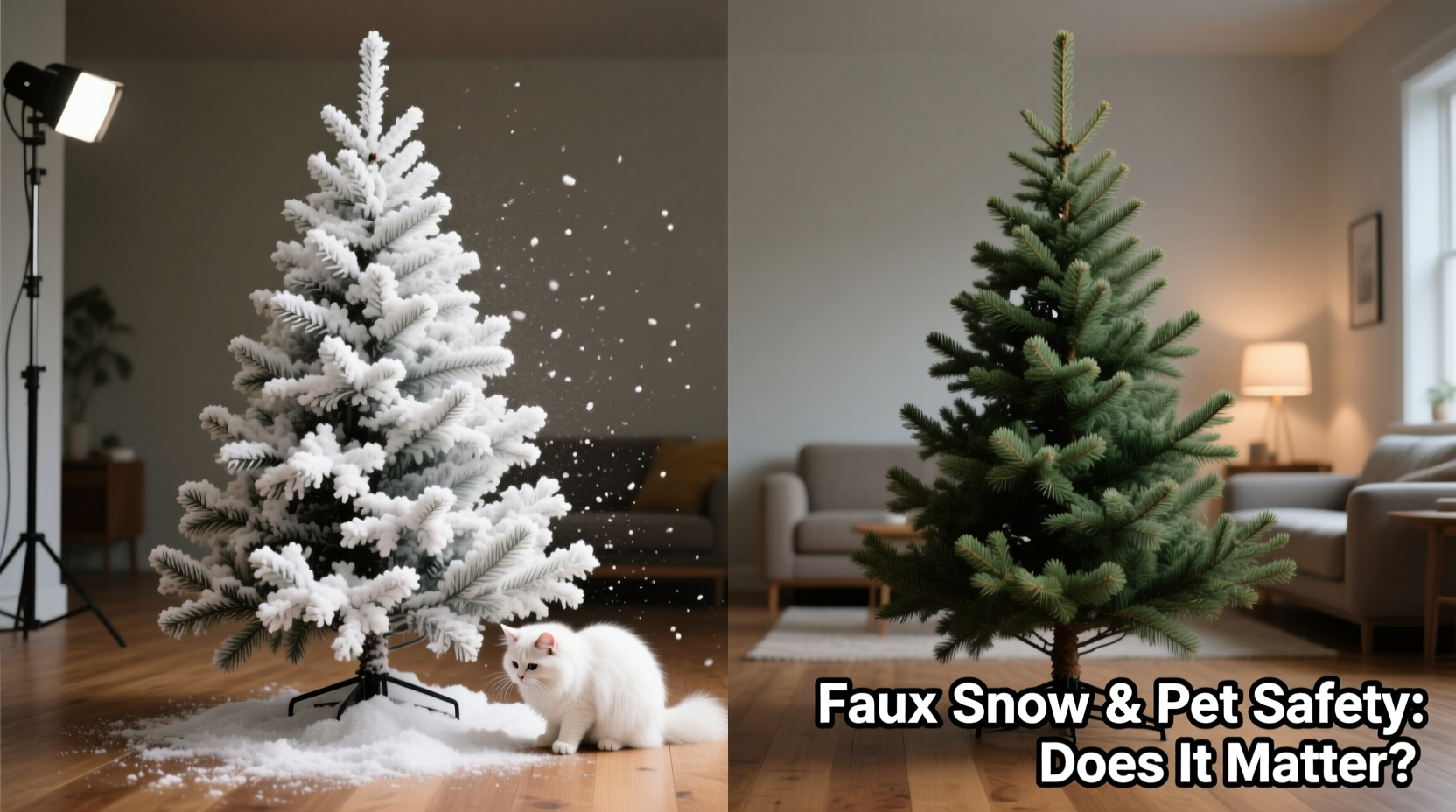flocked christmas tree vs unflocked tree does faux snow affect dust accumulation or pet safety