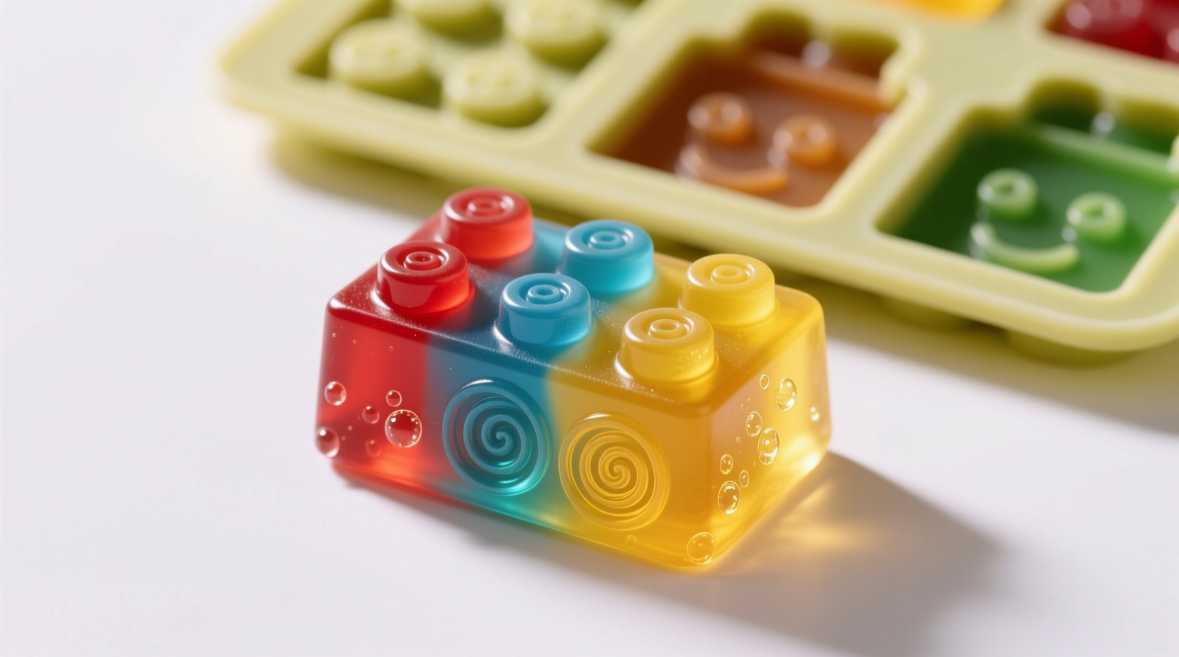 make lego shaped gummy candy with a diy silicone mold