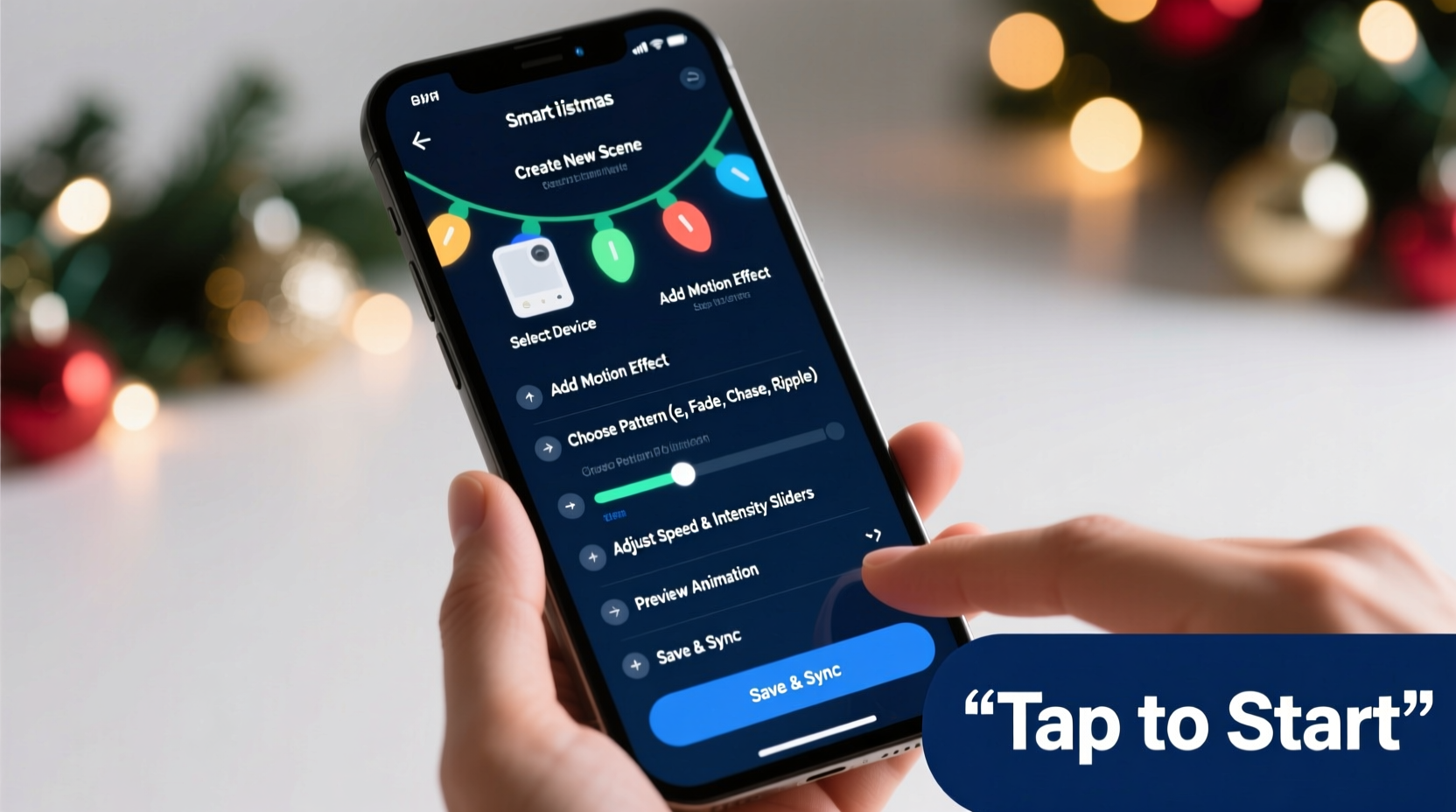 how to program motion effects in smart christmas lights step by step