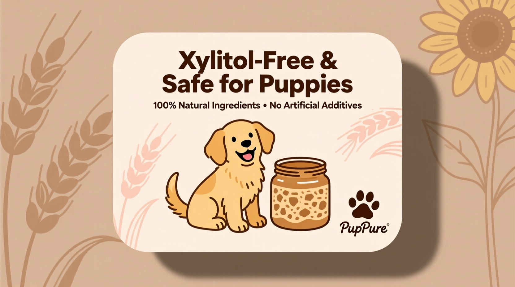 Xylitol-free peanut butter label for puppy safety