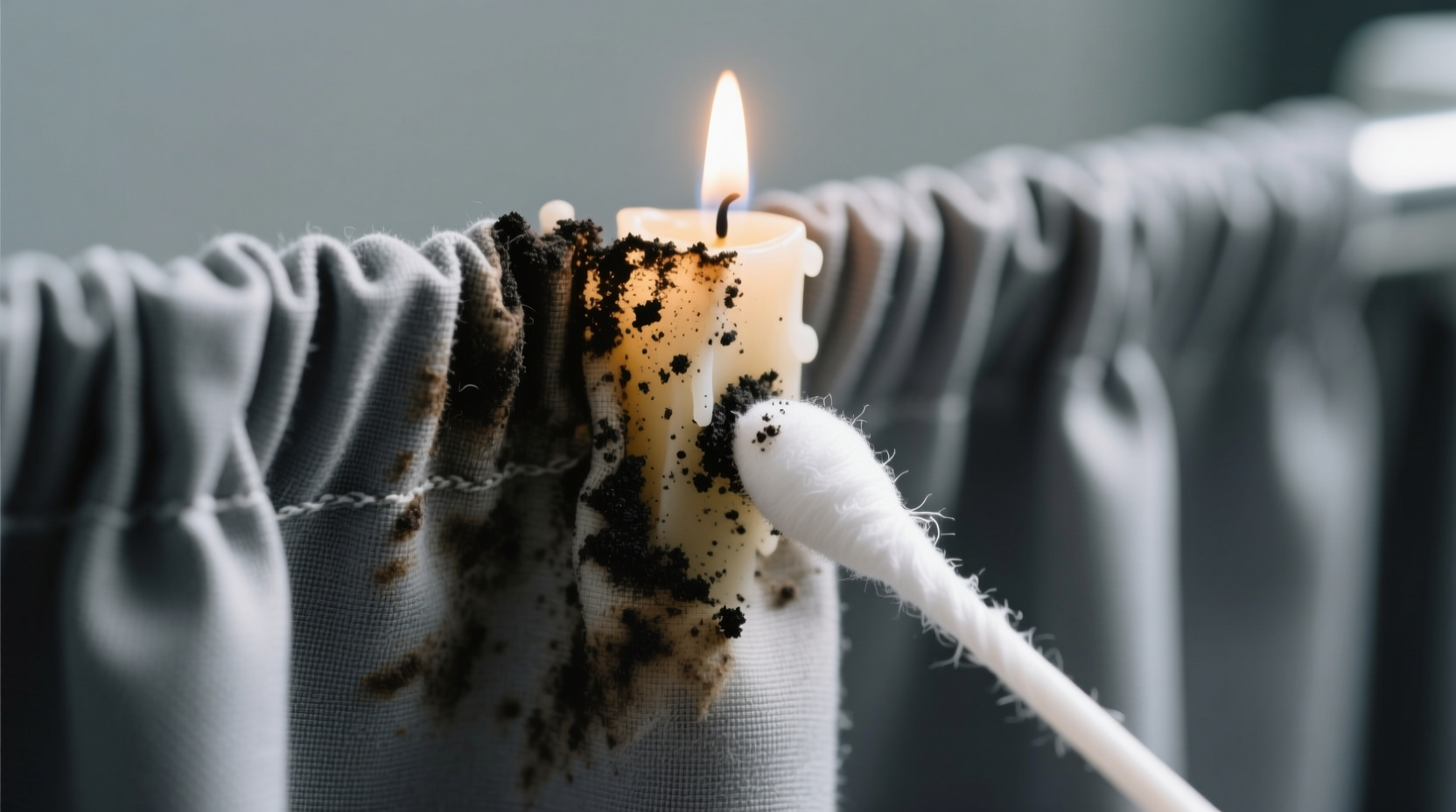 how to remove candle soot from blackout curtain linings