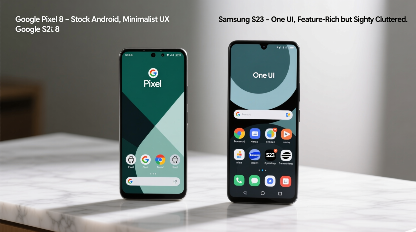 pixel 8 vs samsung s23 which android phone has the cleanest software experience