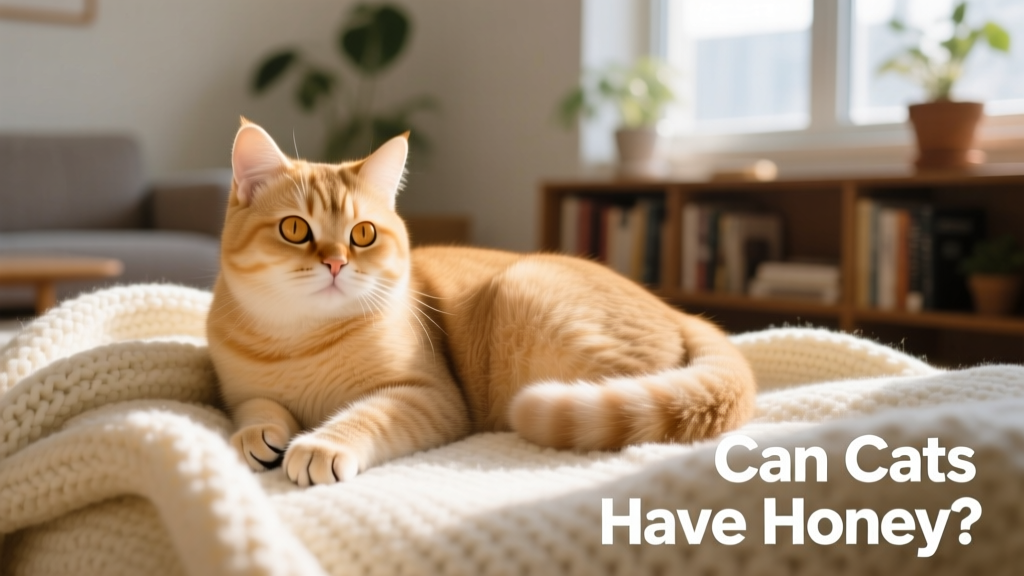 A calm, healthy cat resting comfortably on a soft blanket