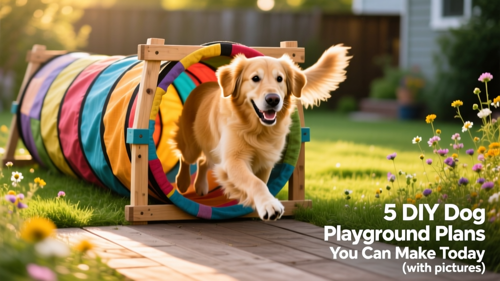 Dog running through playing tunnel