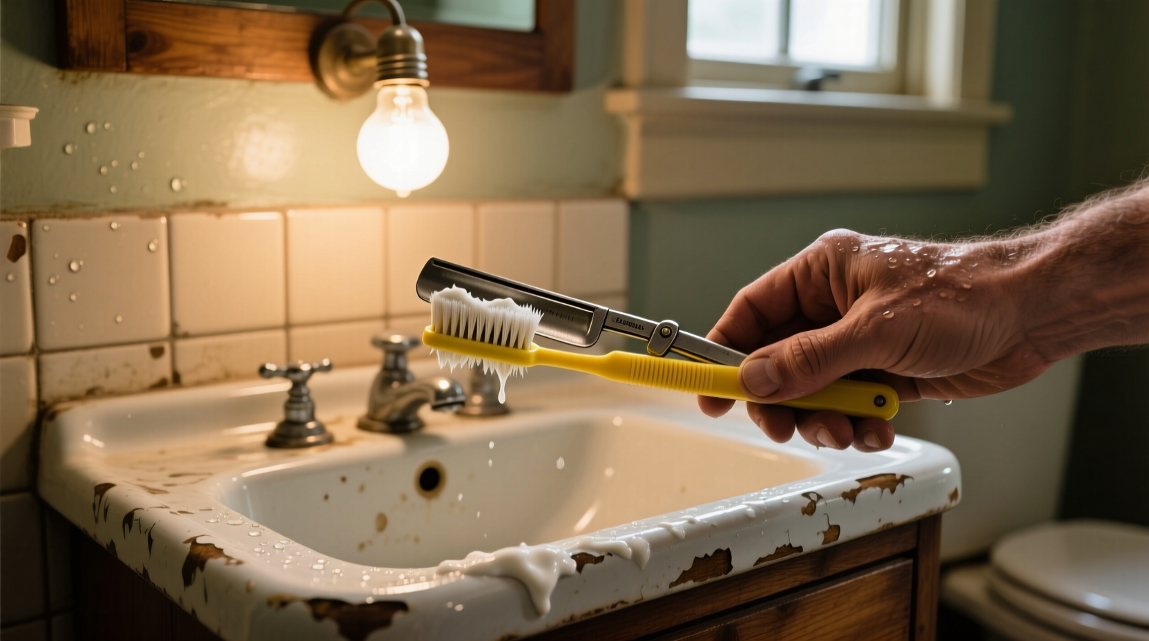use an old toothbrush to clean your razor