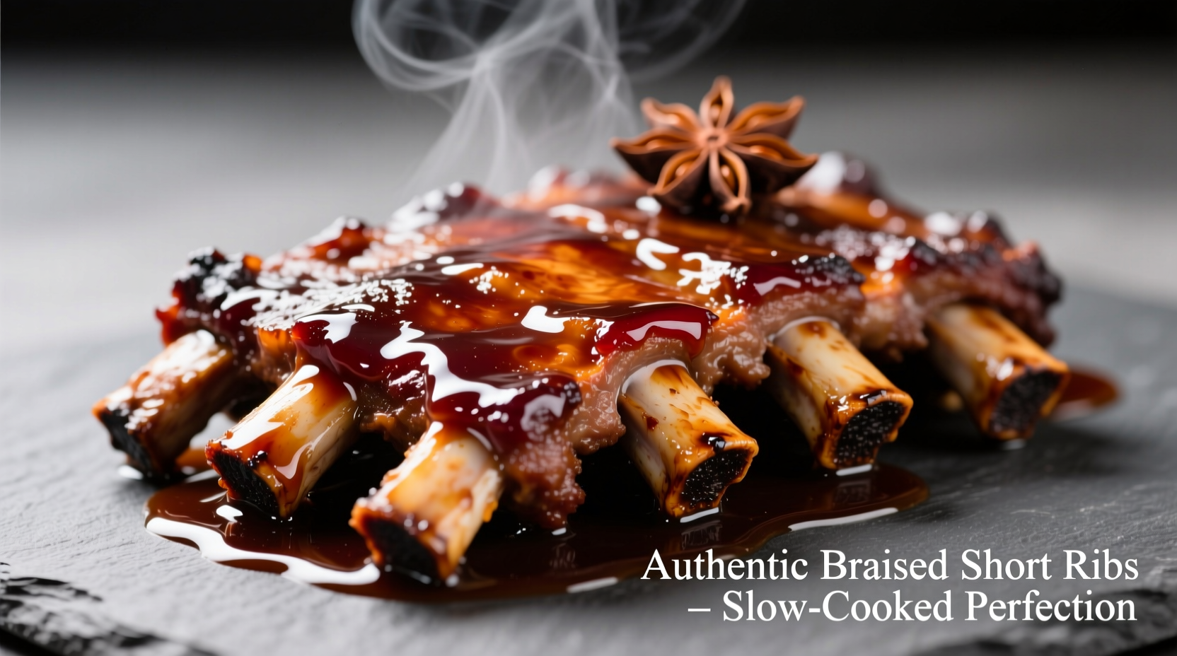 Perfectly braised short ribs with glossy sauce