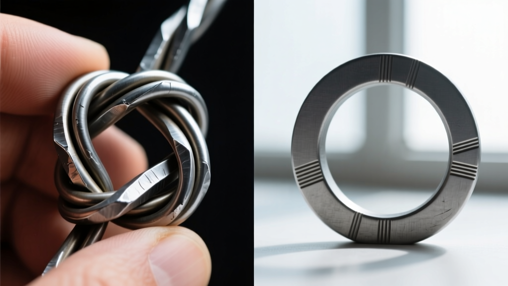 Macro comparison showing sharp wire crossovers of a hand-forged Algerian knot versus the rounded edges of a cast metal replica
