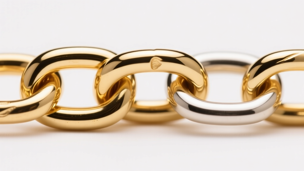 Macro shot comparing the rich warm hue of an 18k gold chain link to a slightly paler 14k gold link under bright studio lighting.