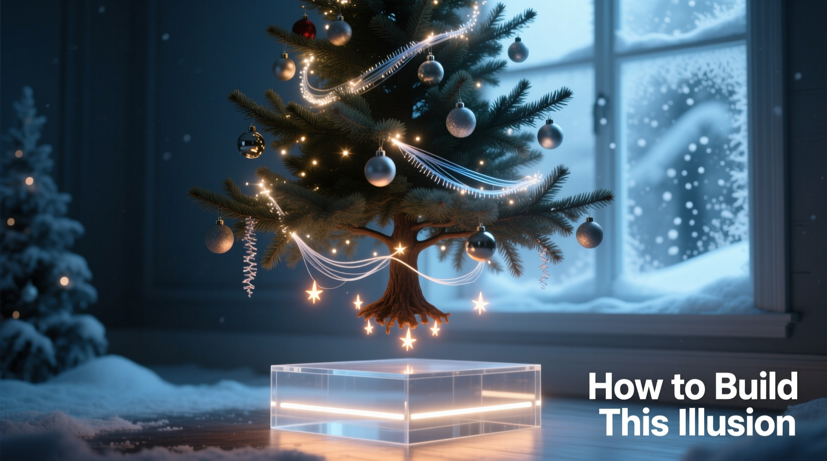 how to build a floating christmas tree illusion with hidden lighting tricks