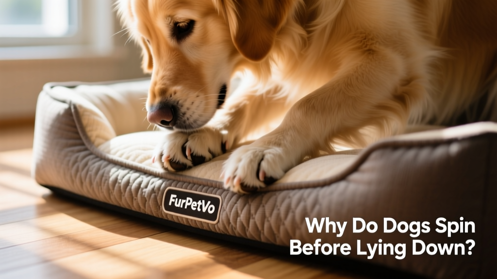 Close-up of a dog’s paws scratching softly at a FurPetVo orthopedic dog bed, highlighting natural nesting behavior