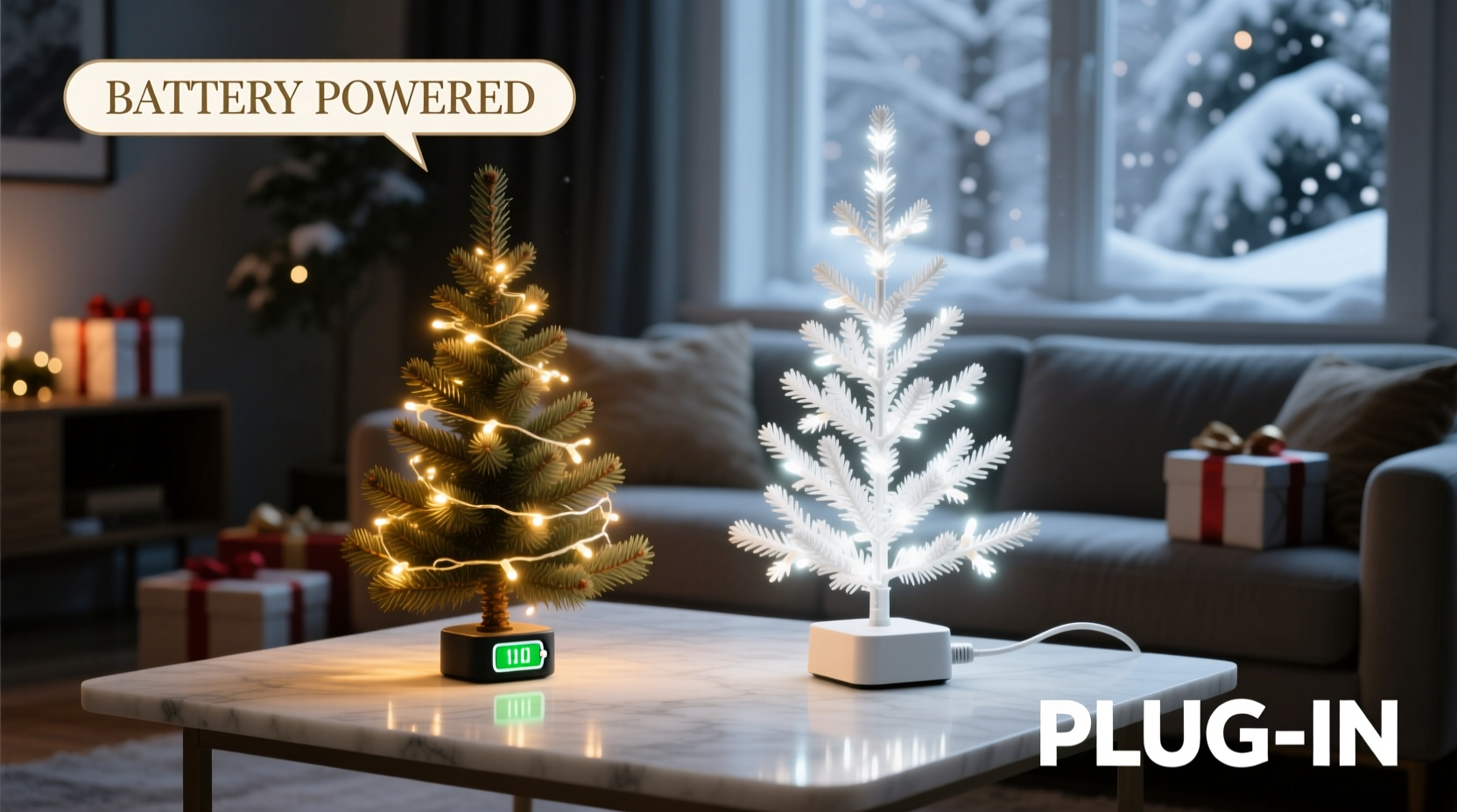 battery powered vs plug in table top christmas trees which wins