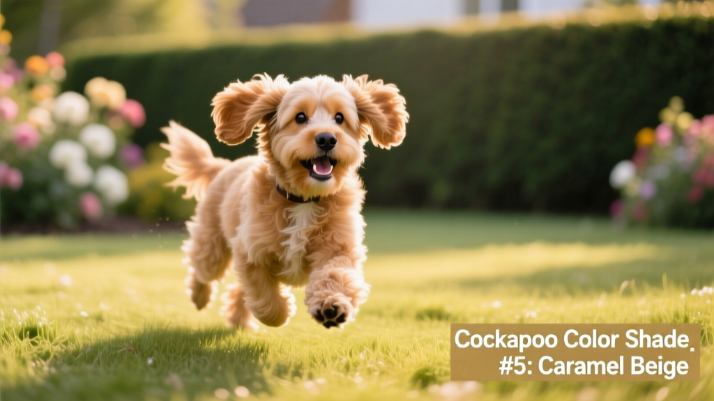 Cockapoo running on grass