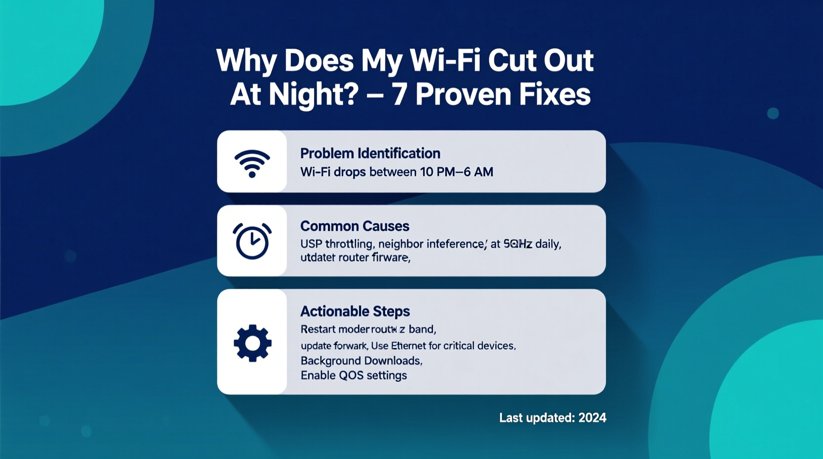 why does my wifi cut out at night and easy troubleshooting steps