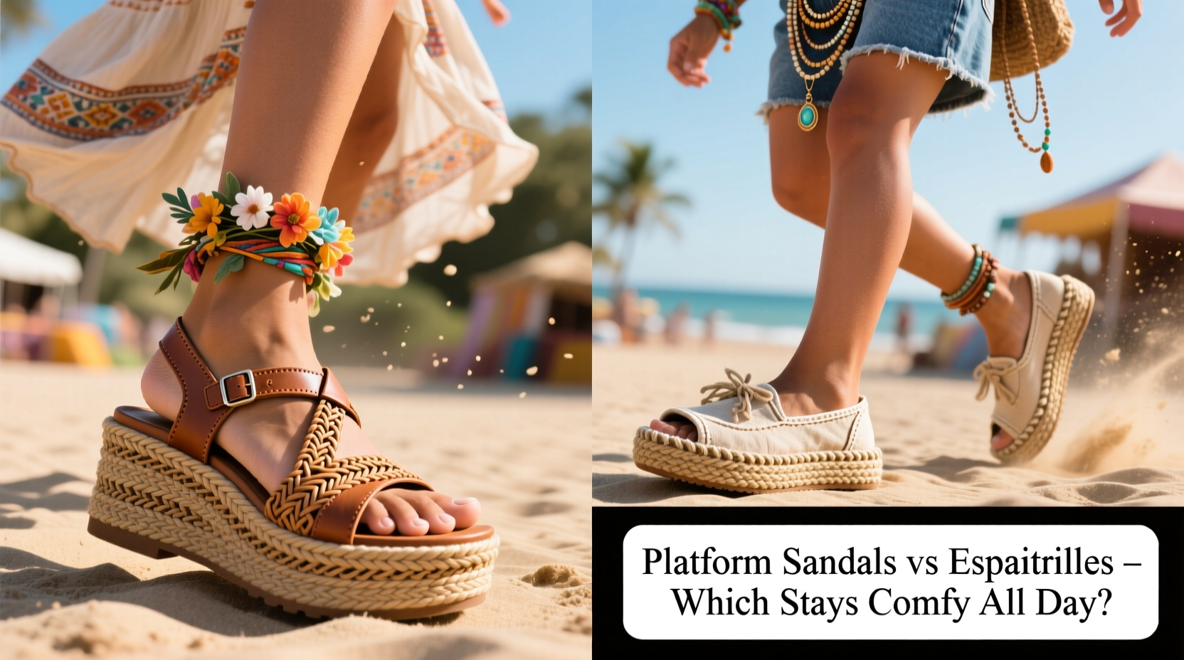 platform sandals vs espadrilles for summer festivals which stays comfy all day