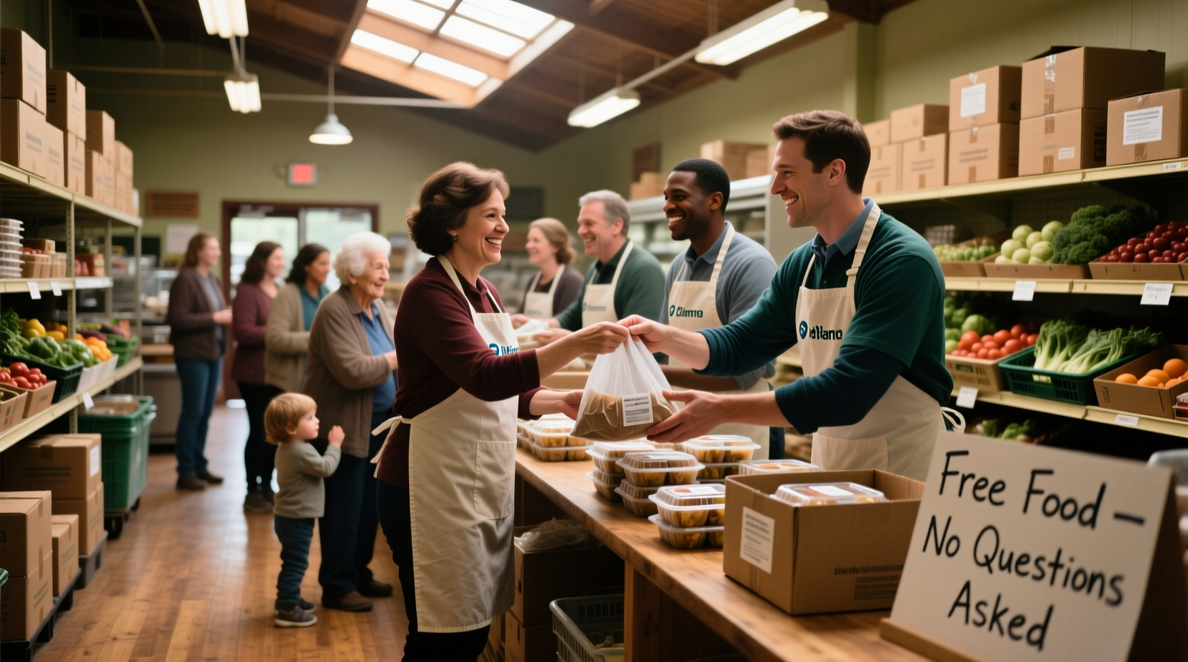 Volunteers distributing food at community pantry