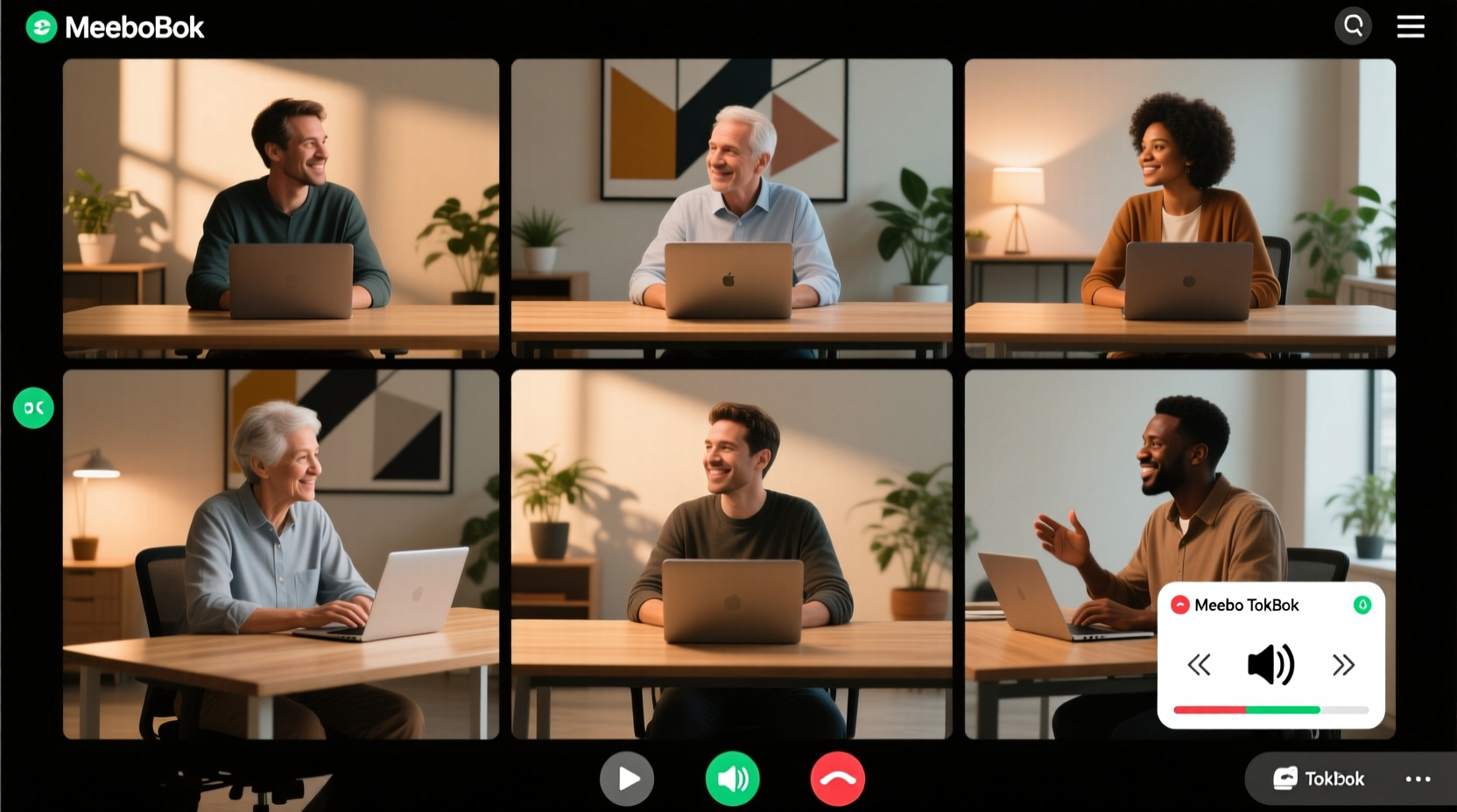 six person video conferencing with meebo tokbox