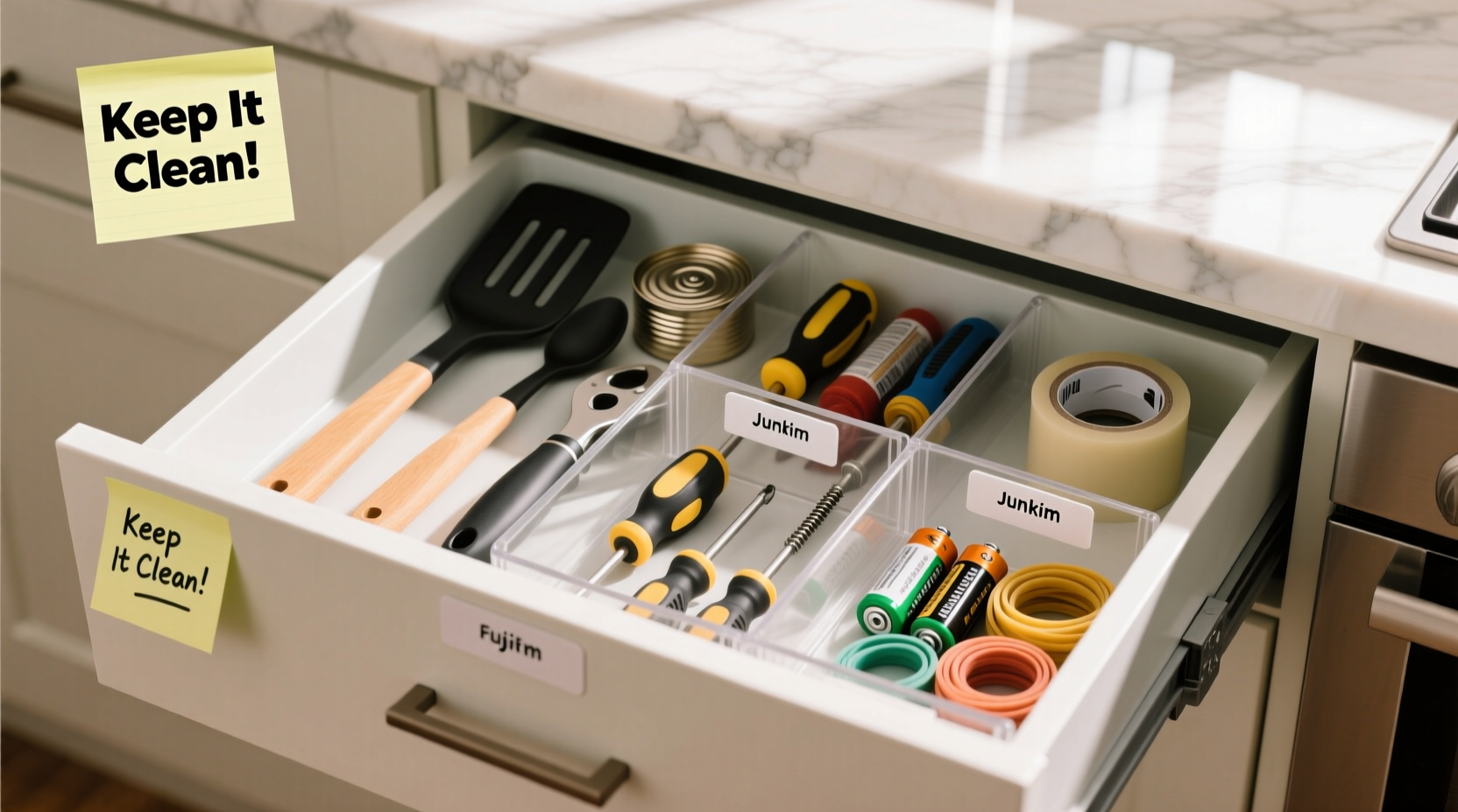 how to declutter a junk drawer so it stays organized for months