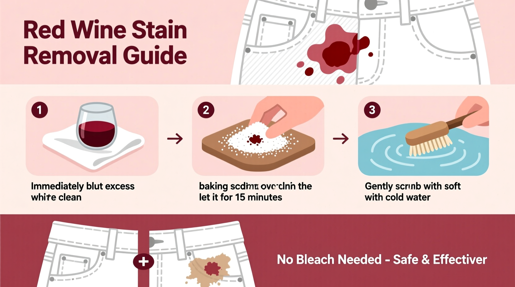 how to remove red wine stains from white denim without bleach