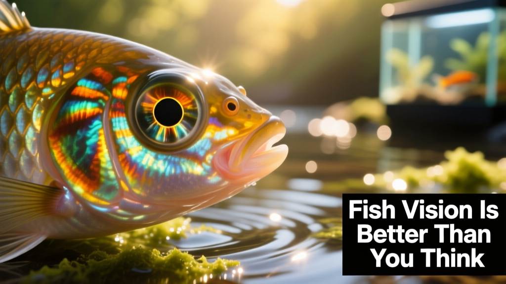 Close-up of a vibrant archerfish eye with visible iris and reflective layer