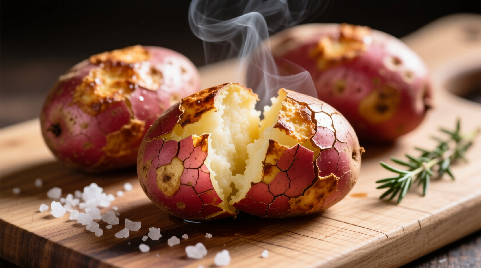 Perfectly baked red potatoes with crispy skin and fluffy interior