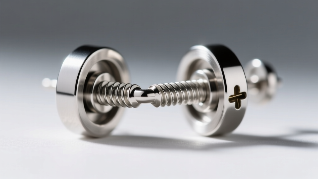 Close-up of YOR earrings internal threading, showing the 18g screw mechanism engaging with the polished titanium backing
