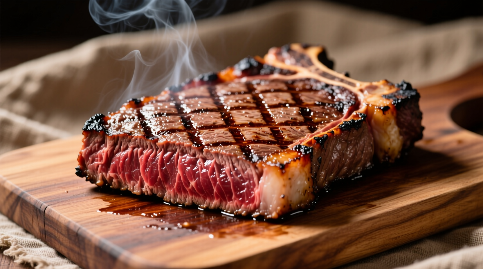 Perfectly seared beef skirt steak with crosshatch grill marks