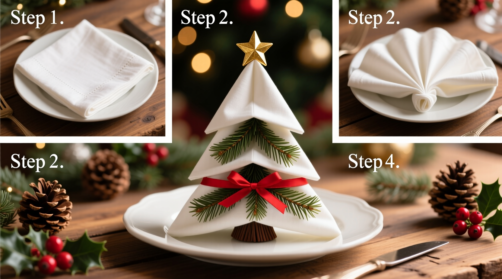 how to fold napkins like a christmas tree