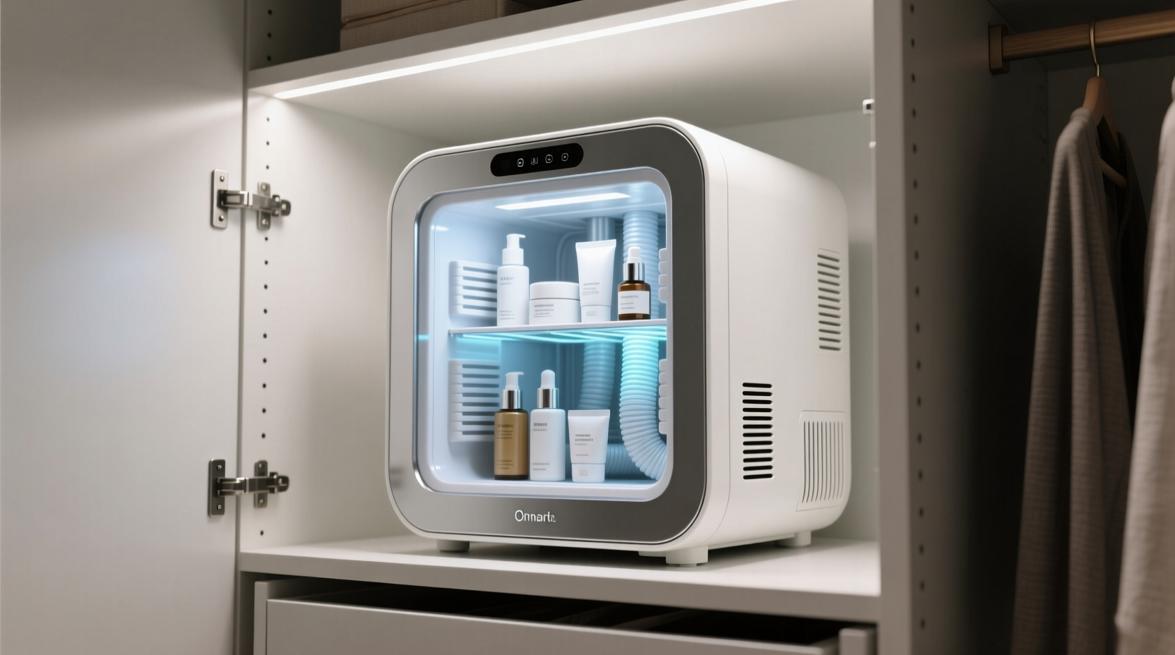 skincare fridge closet organization