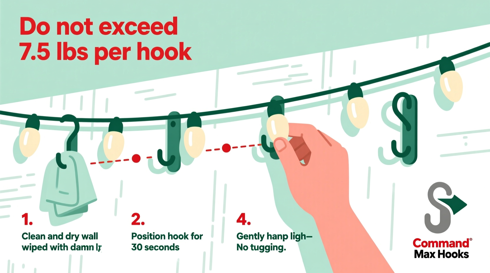 how to use command hooks to hang christmas lights on painted walls safely
