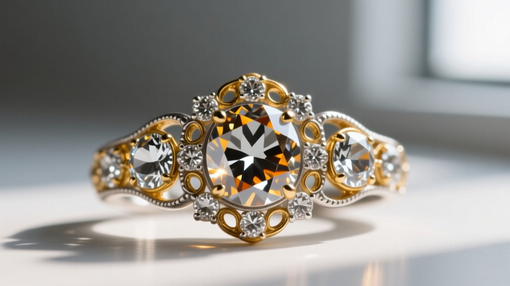 Macro photo of antique rose-cut diamonds set in silver and gold, highlighting foil backing and historical craftsmanship