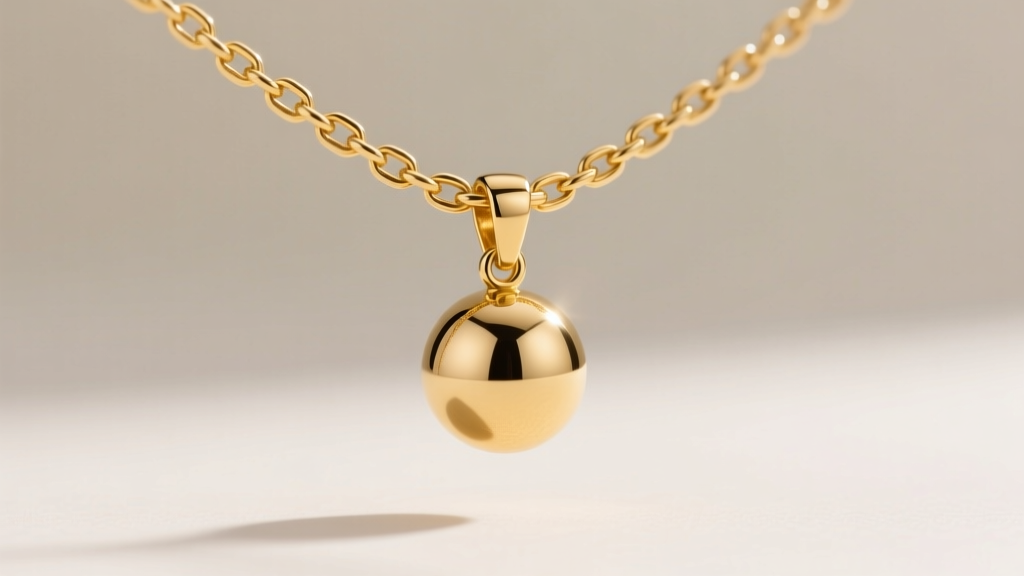 A 14mm gold orb pendant suspended on a 1.5mm gauge wheat chain, highlighting the interlocking links and sturdy clasp mechanism.