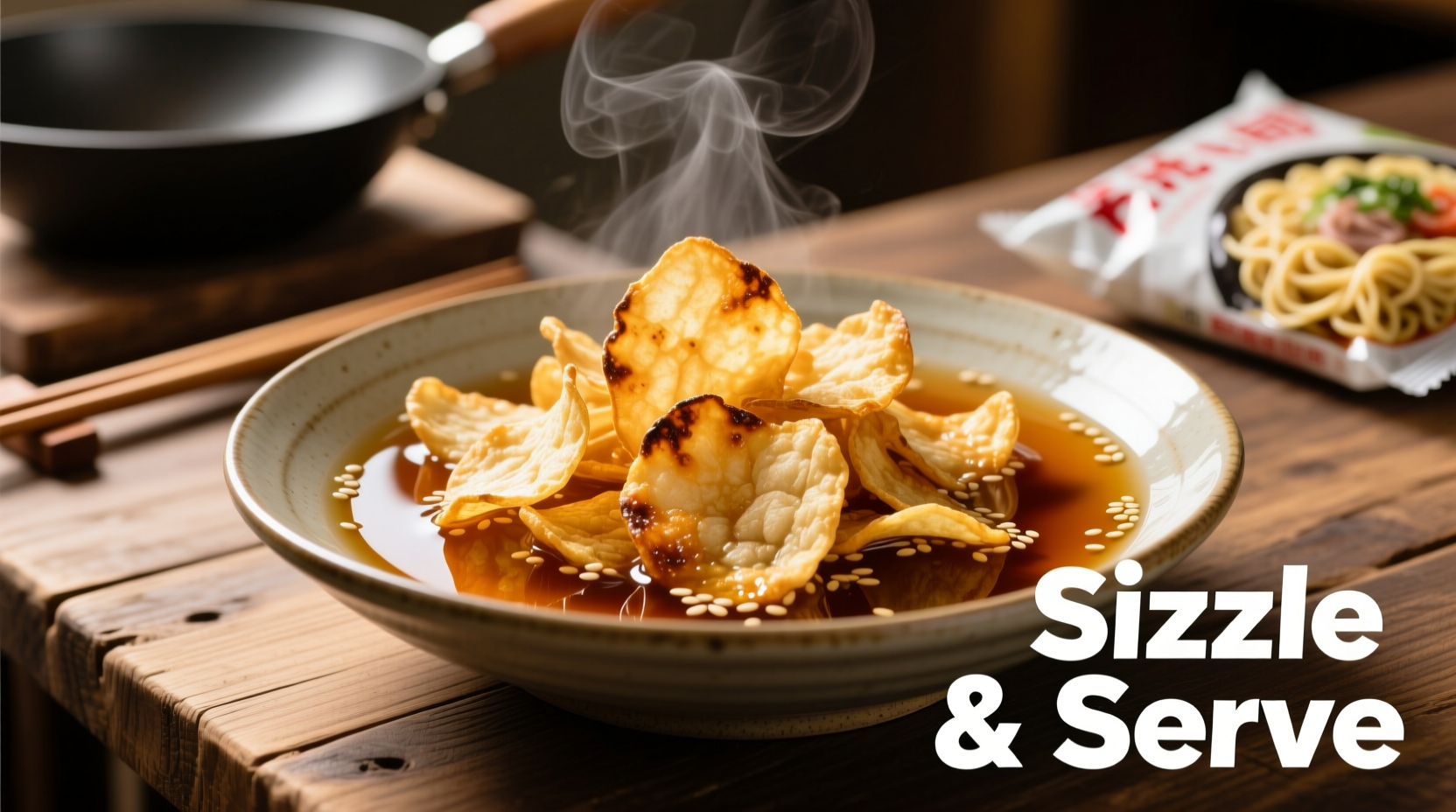 Golden garlic chips in oil for ramen preparation