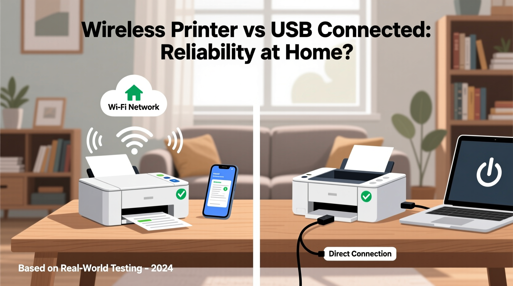 wireless printer vs usb connected which works more reliably at home