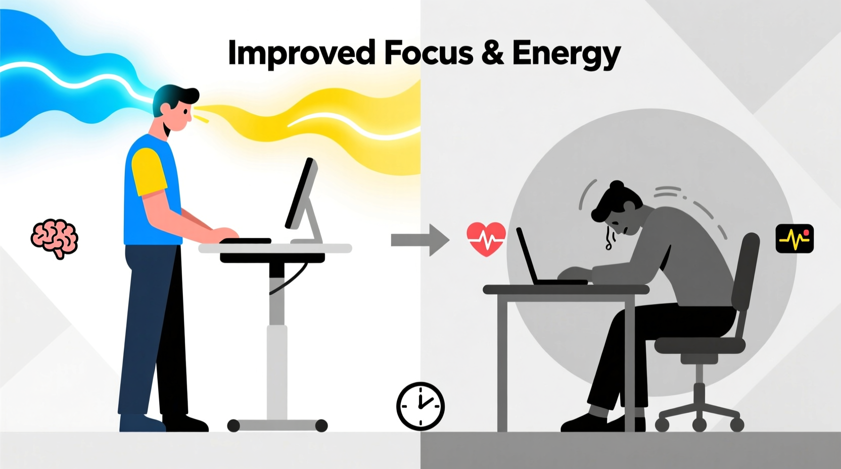 is standing while working better than sitting for focus and energy levels