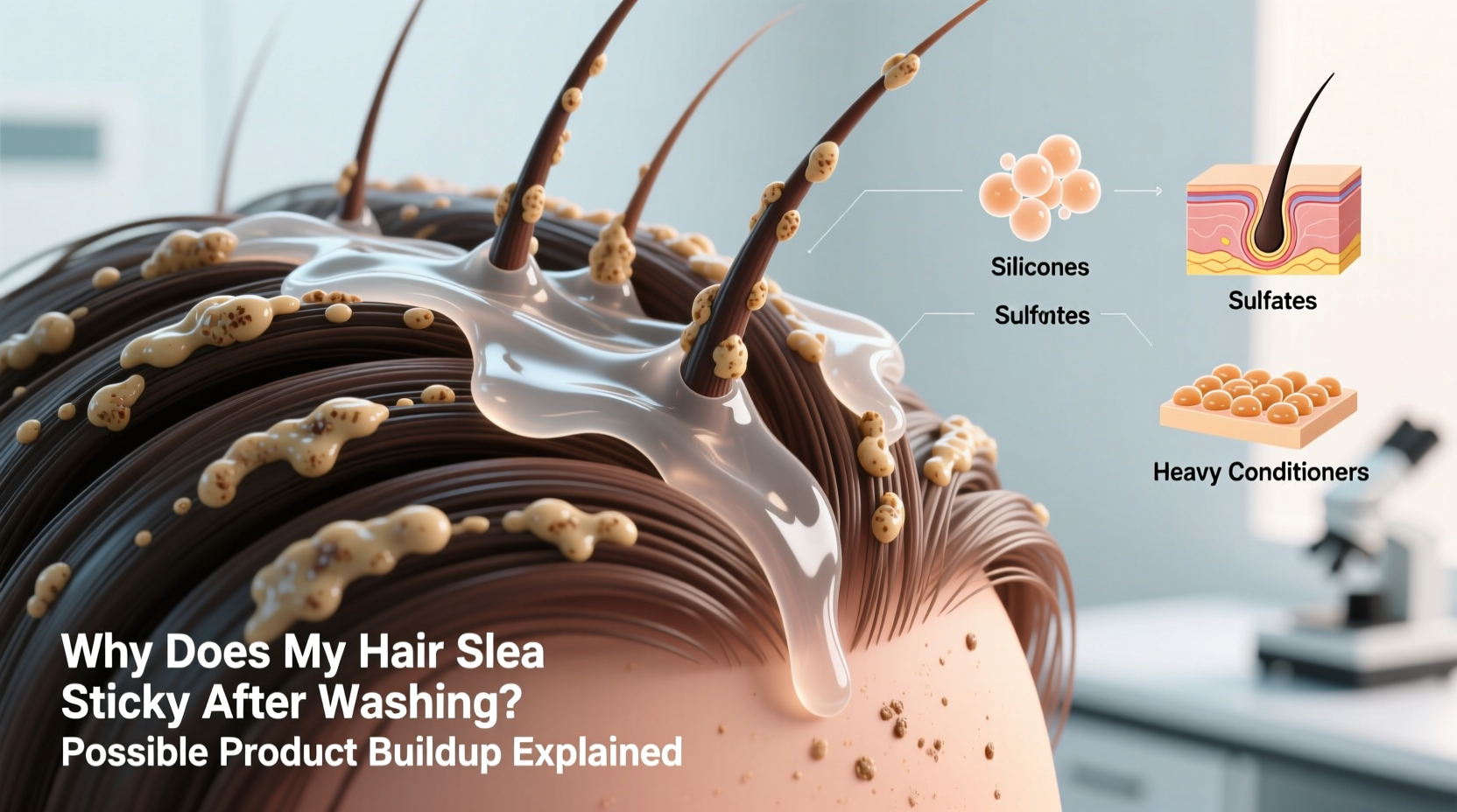 why does my hair feel sticky after washing possible product buildup explained