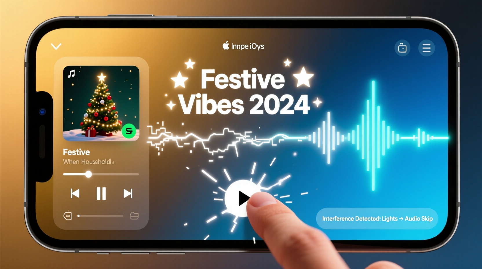 why does my christmas playlist skip when lights turn on interference