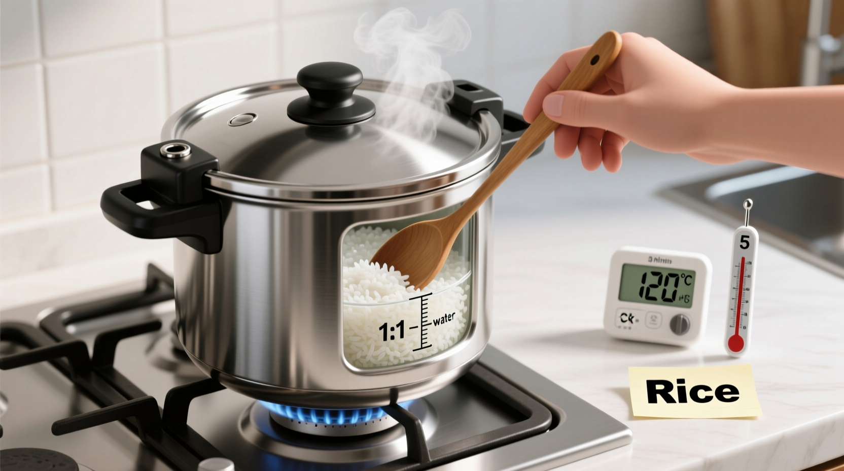 how to boil rice in pressure cooker