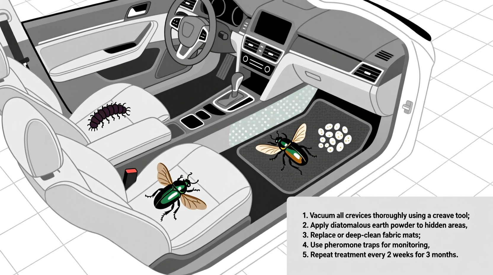 how to get rid of carpet beetles in car