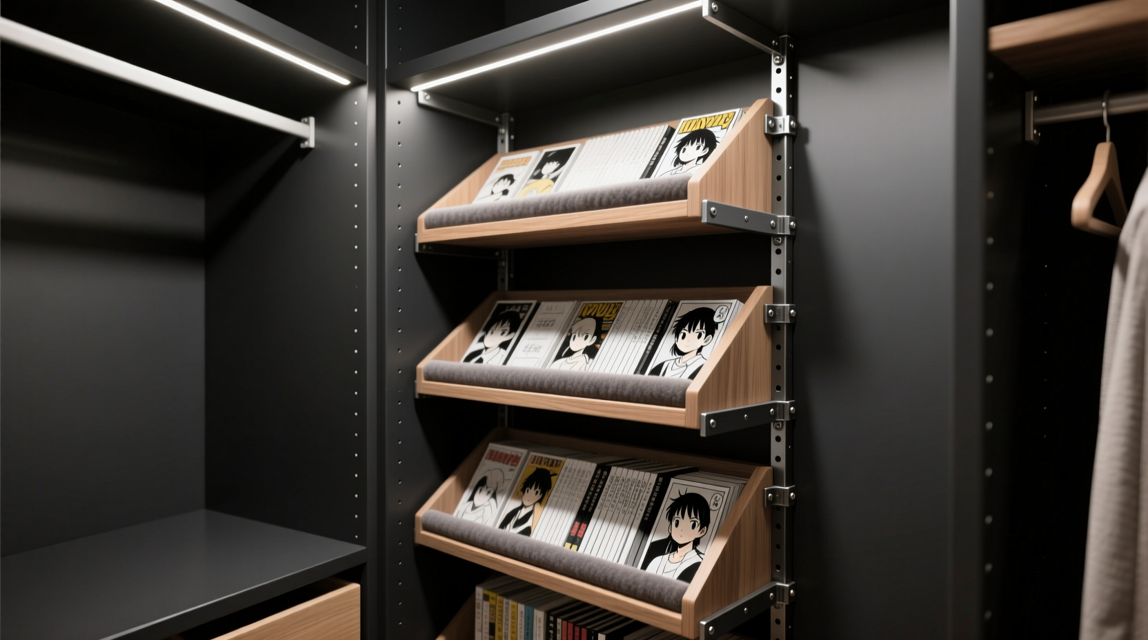 manga closet organization spine safe vertical storage
