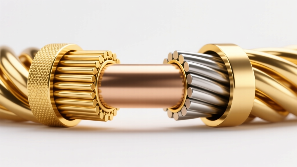 Cross-section diagram showing the thick 14k gold layer mechanically bonded to a brass core in a gold-filled jewelry wire.