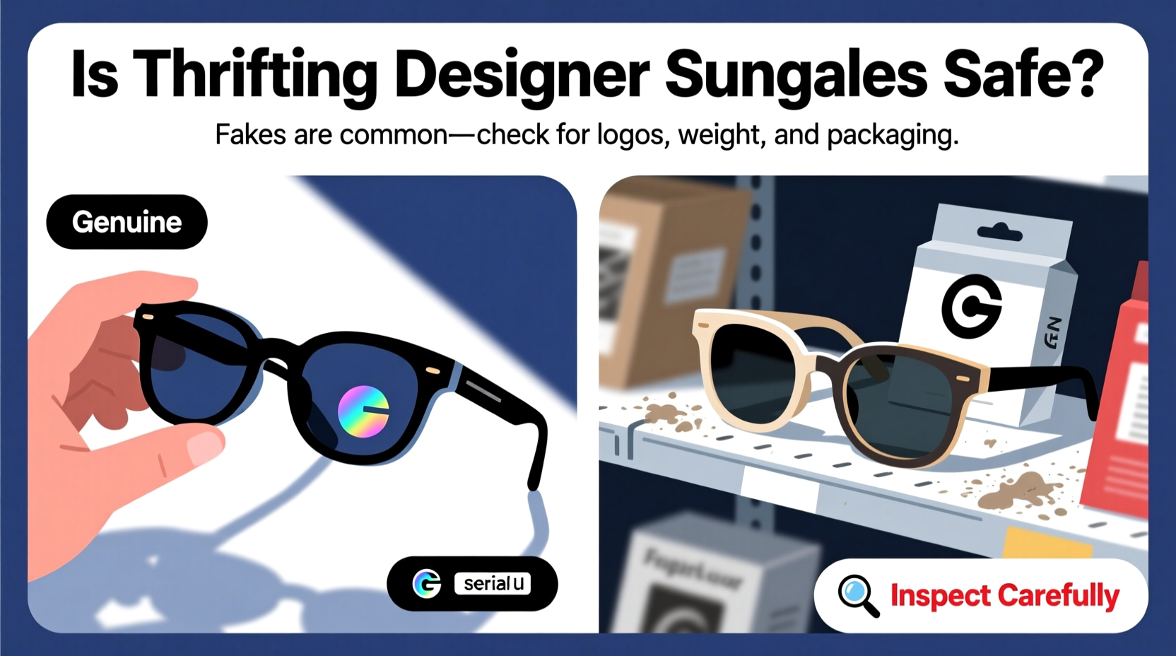 is thrifting designer sunglasses safe or are fakes too common