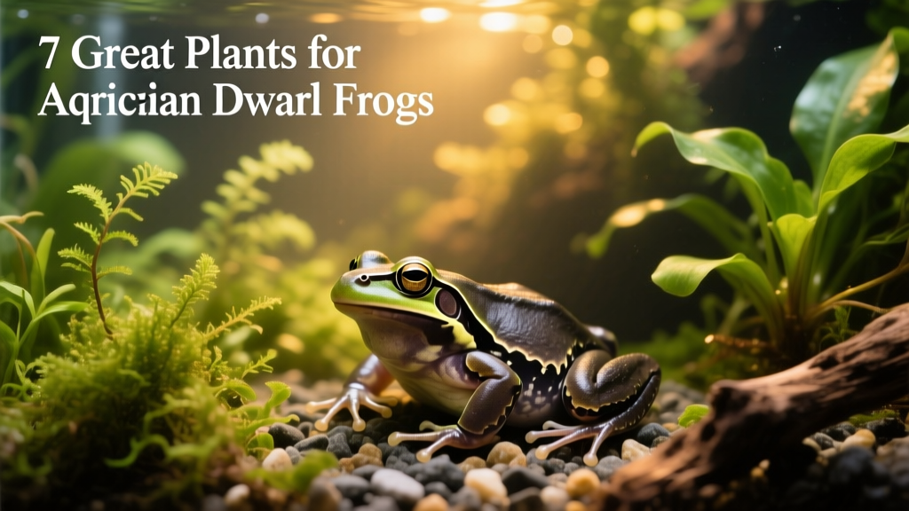 African dwarf frogs resting among lush, submerged aquatic plants in a well-planted aquarium
