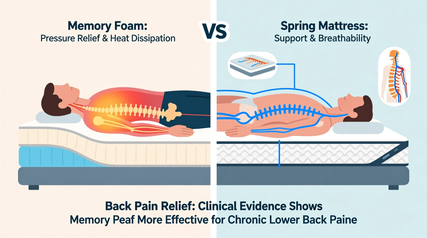 memory foam vs spring mattress which helps back pain more effectively