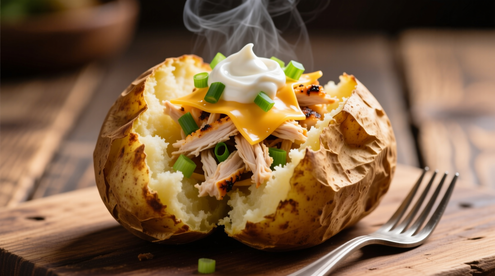 Loaded Baked Potato with Chicken Recipe in 30 Minutes