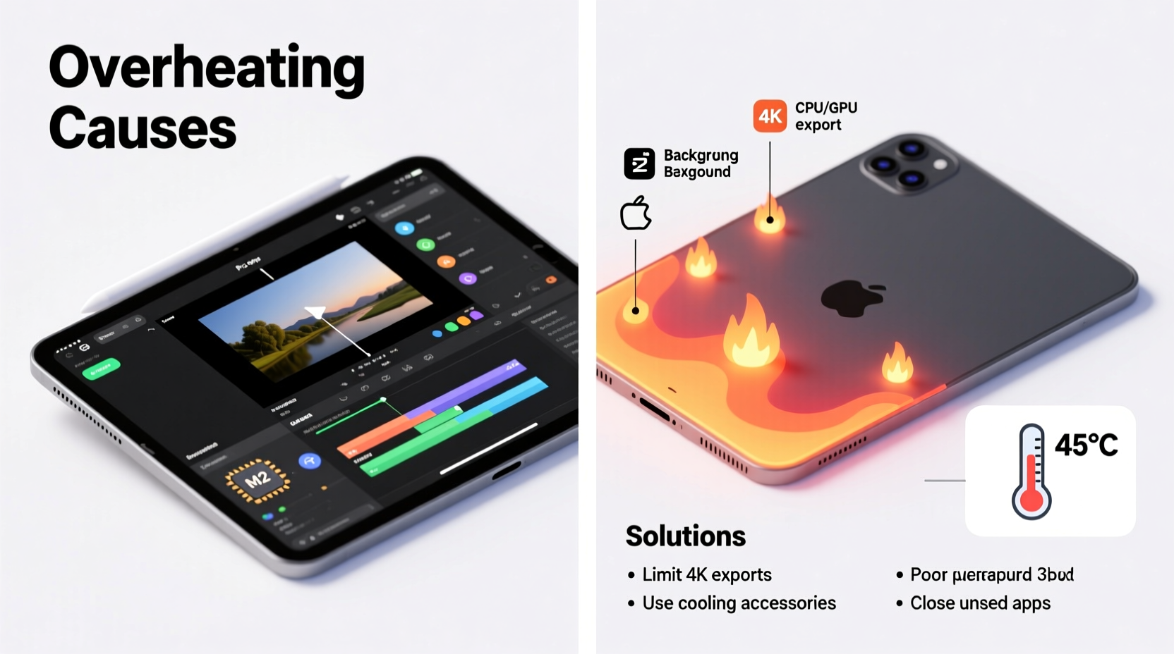 why does my ipad overheat when using video editing apps