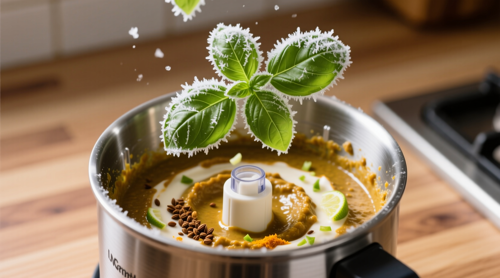 freeze basil leaves for food processor pesto curry paste
