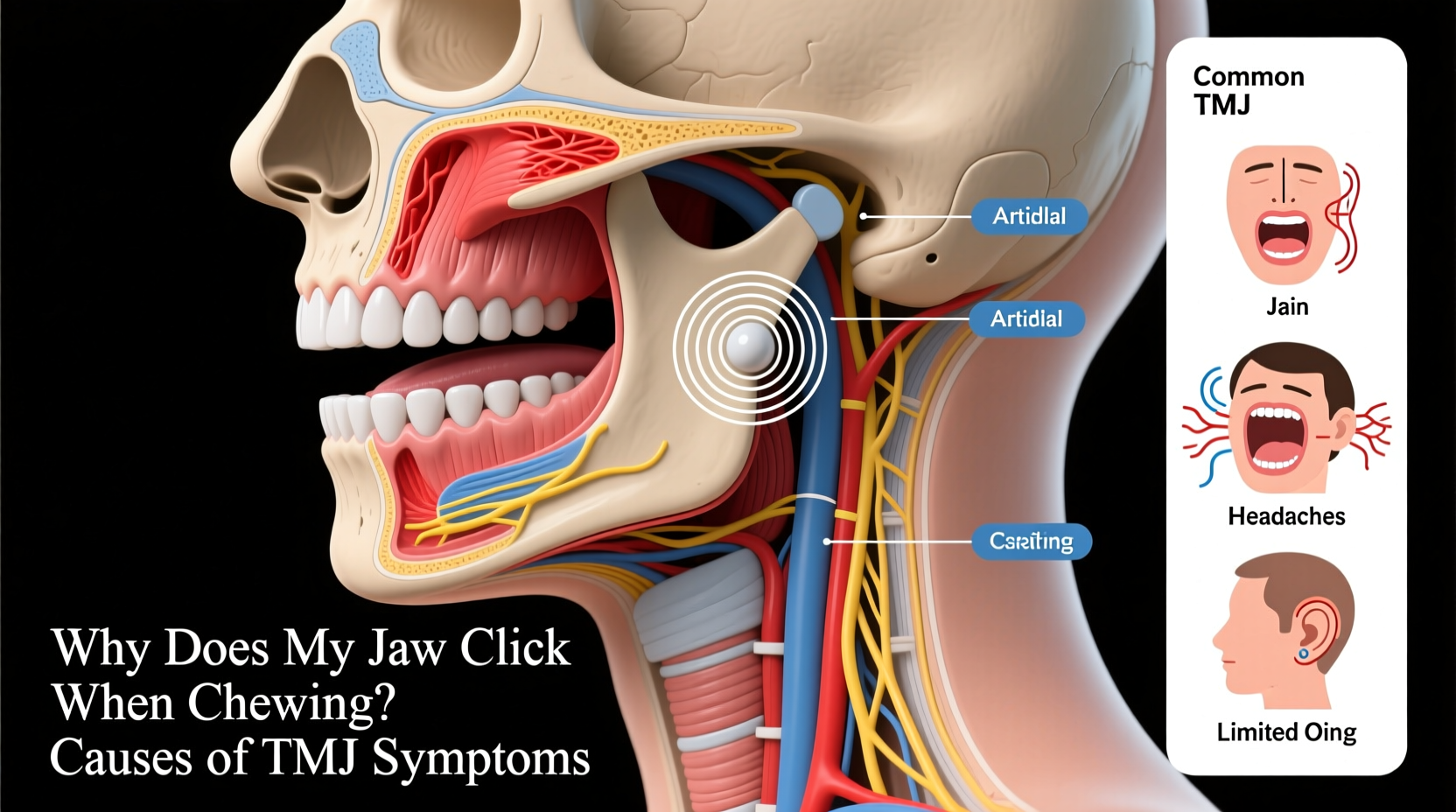 why does my jaw click when chewing and what causes tmj symptoms