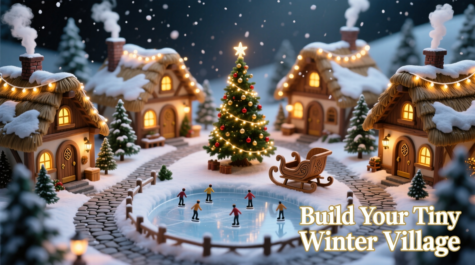 how to build a miniature village beneath your christmas tree with tiny lights